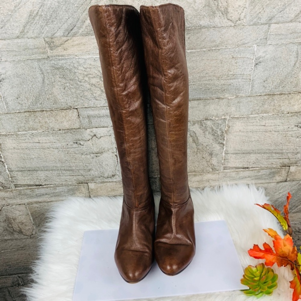 Steve Madden Creation Tan Brown Leather Boots 6M - Picture 3 of 8